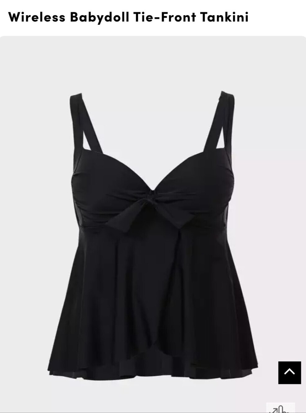 New Torrid Wireless Babydoll Tie-Front Tankini Deep Black Size  1-DD/DDD